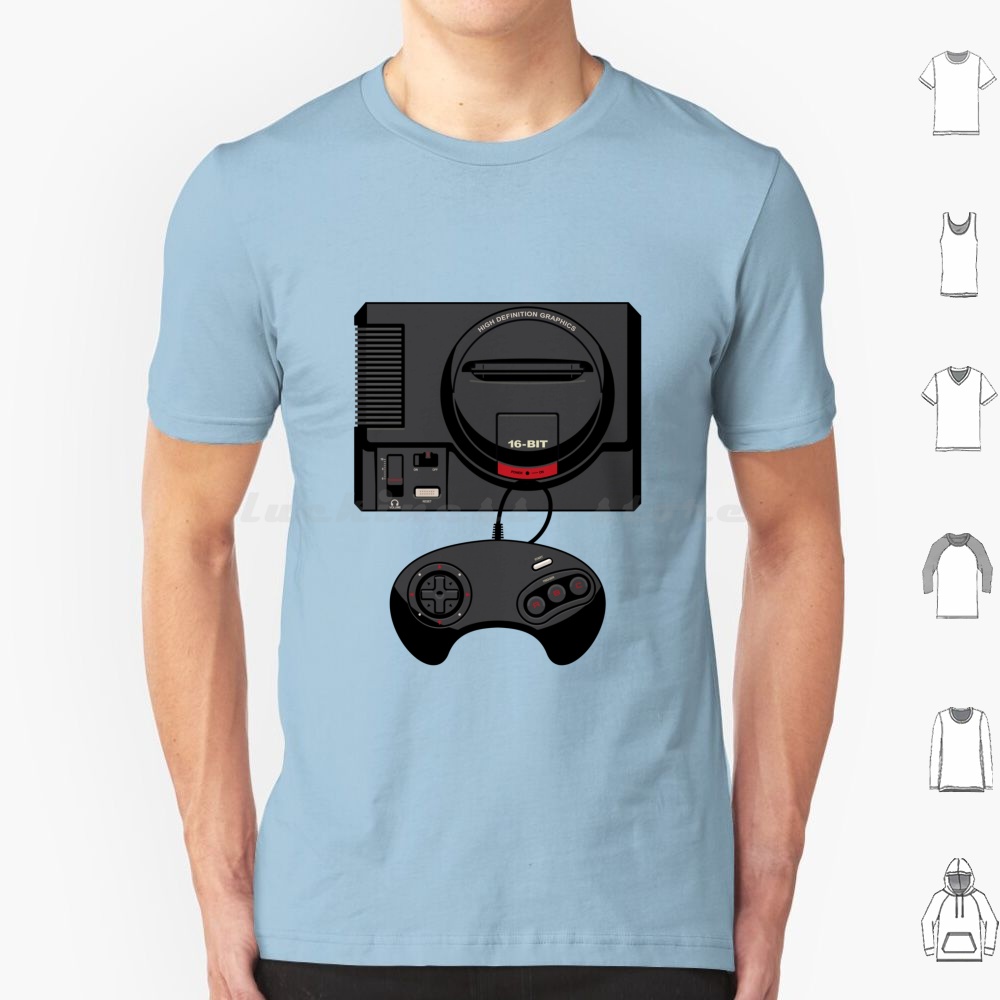 Gaming Console Genesis - Kaus Retro Hitam 16-Bit Pria Wanita