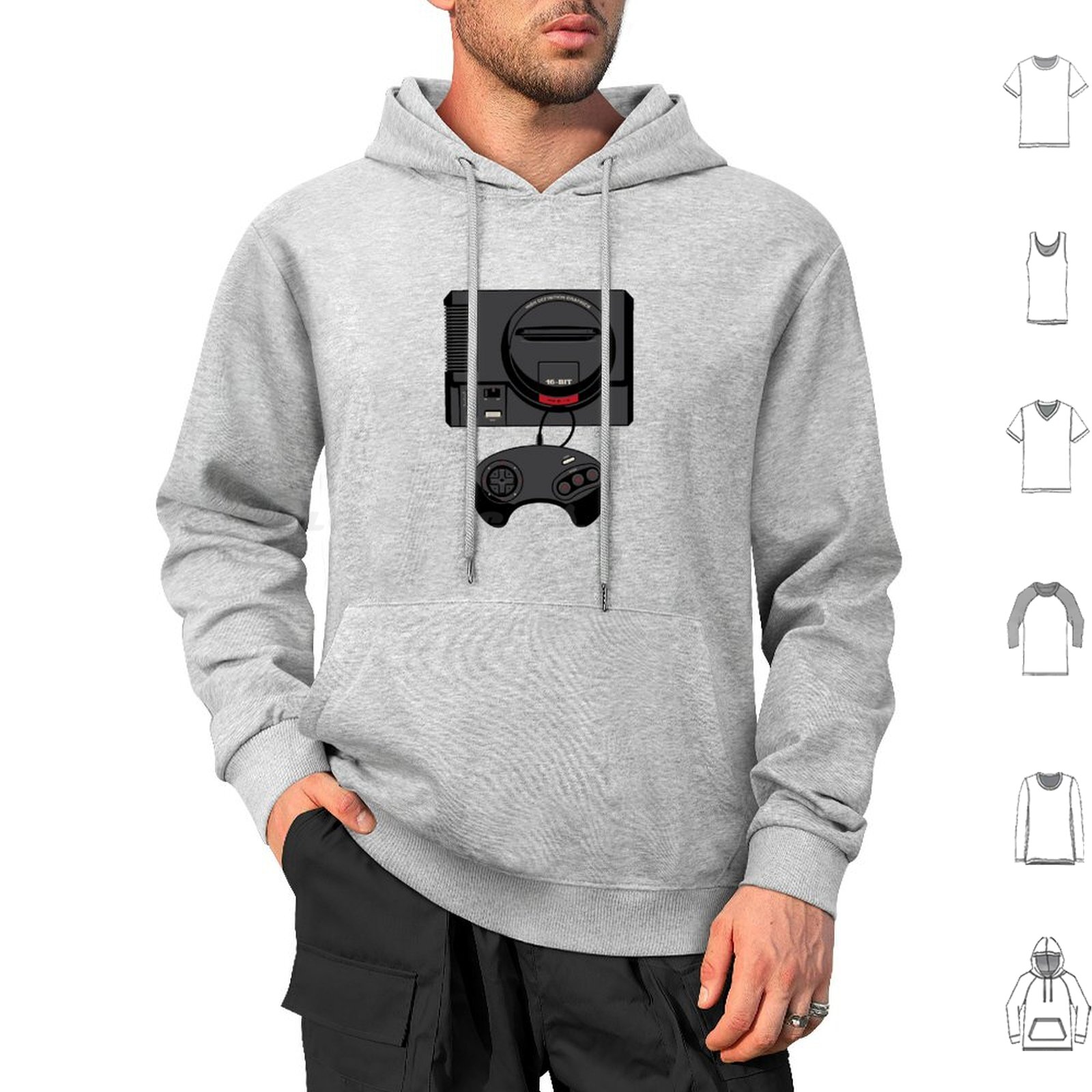 Hoodie Retro Hitam 16-Bit Leng - Gaming Console Genesis ulasan dan harga